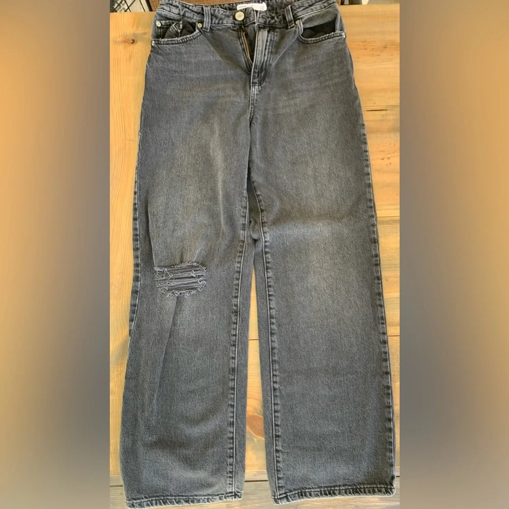 Garage Jambe Wide Leg High Waist Jeans Black Denim - Picture 3 of 4